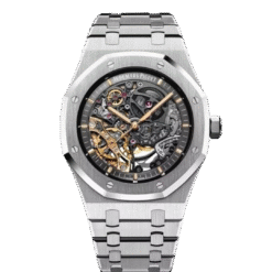 AUDEMARS PIGUET ROYAL OAK DOUBLE BALANCE WHEEL SKELETON SILVER (BLACK DIAL)